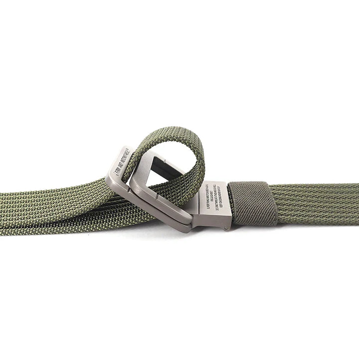 Ceinture Taille Unisexe en Toile Rayée – Sangle Décontractée à Boucle Métallique Double Anneau
