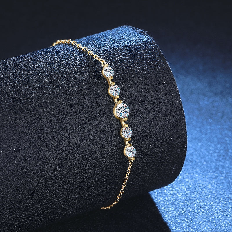 Bracelet Moissanite Doré Ajustable