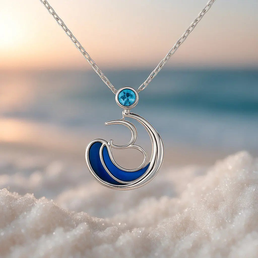 Collier avec Pendentif Vague en Argent