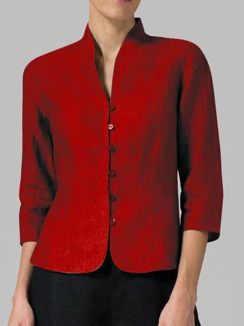 Blouse Vintage en Coton-Lin pour Femme – Haut Décontracté à Manches Longues