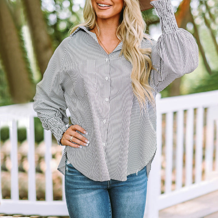 Chemise oversize rayée femme – Boutonnée à manches longues décontractée