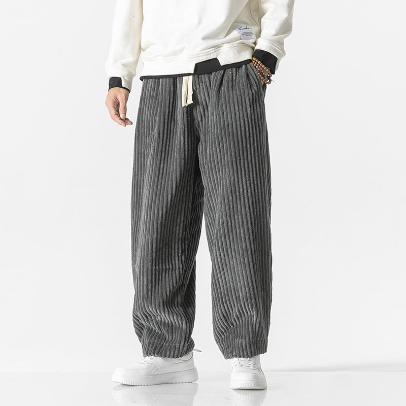 Pantalon Homme en Velours Côtelé Confortable – Taille Élastique avec Poches