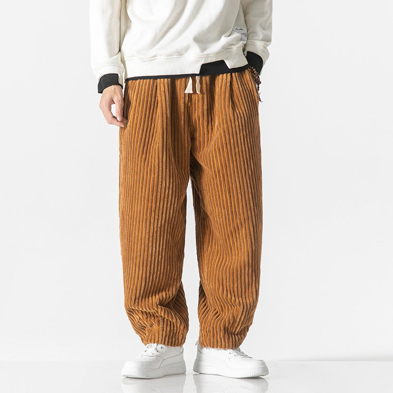 Pantalon Homme en Velours Côtelé Confortable – Taille Élastique avec Poches