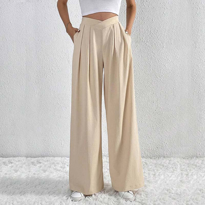 Pantalon Large Beige Femme