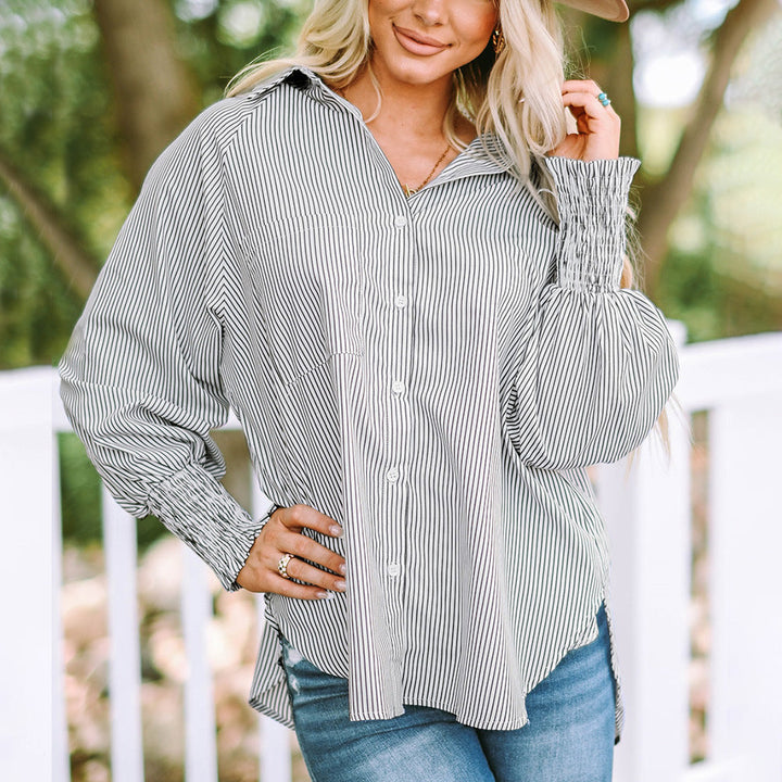 Chemise oversize rayée femme – Boutonnée à manches longues décontractée