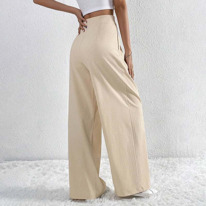 Pantalon Large Beige Femme