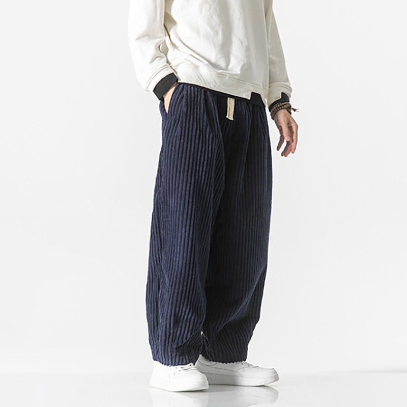 Pantalon Homme en Velours Côtelé Confortable – Taille Élastique avec Poches