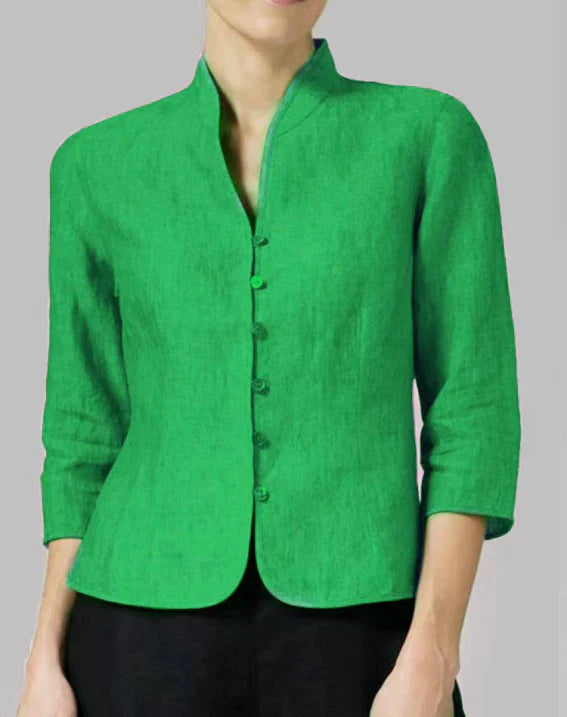 Blouse Vintage en Coton-Lin pour Femme – Haut Décontracté à Manches Longues