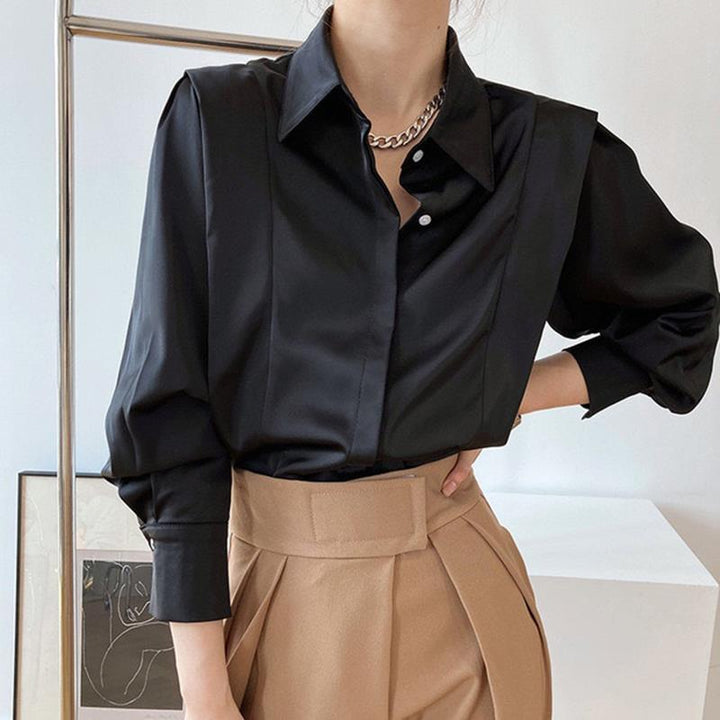 Chemise Satinée Premium pour Femme – Élégante Chemise à Manches Longues