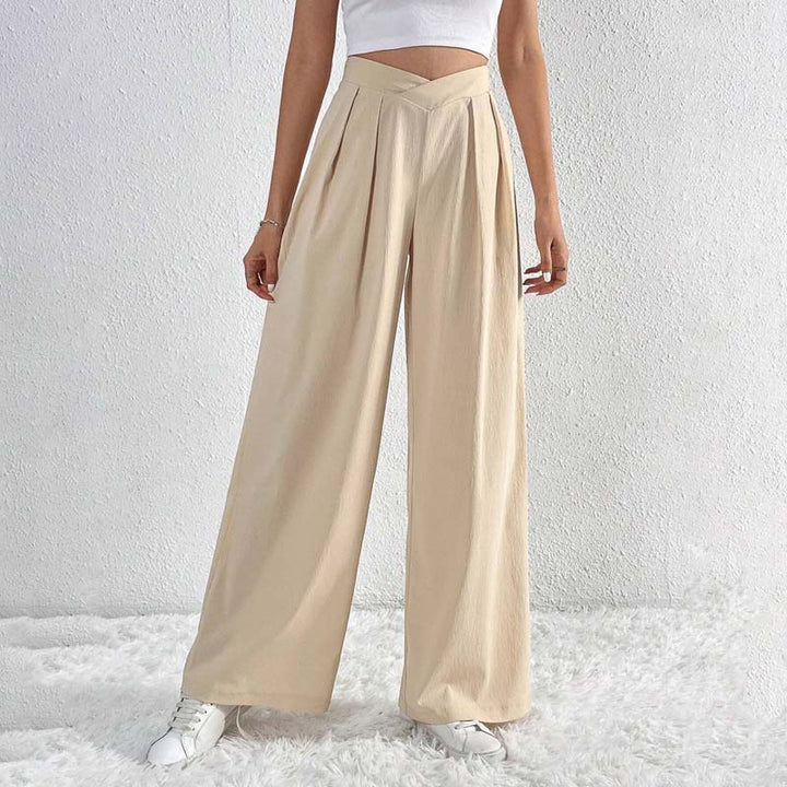 Pantalon Large Beige Femme