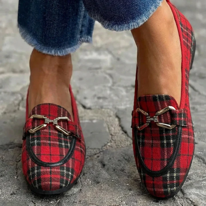 Rowan | Mocassins à carreaux dorés