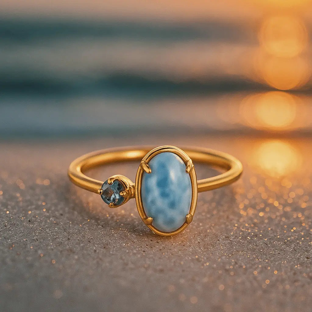 Bague avec Topaze Bleue