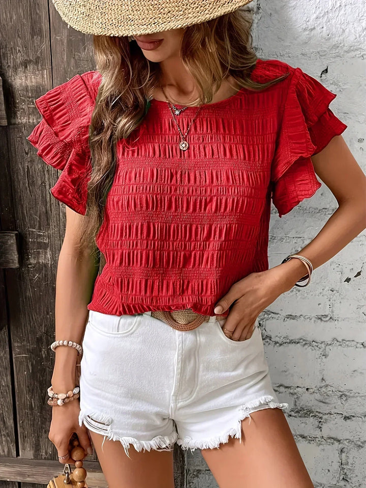 Blouse légère femme à volants – Haut respirant et élégant