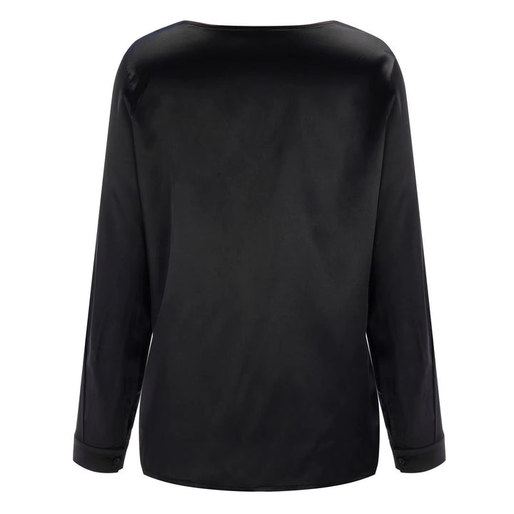 Chemisier satiné femme à décolleté plongeant – Blouse élégante fluide