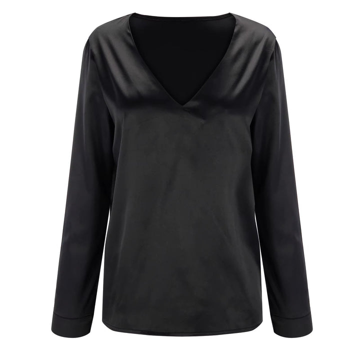Chemisier satiné femme à décolleté plongeant – Blouse élégante fluide