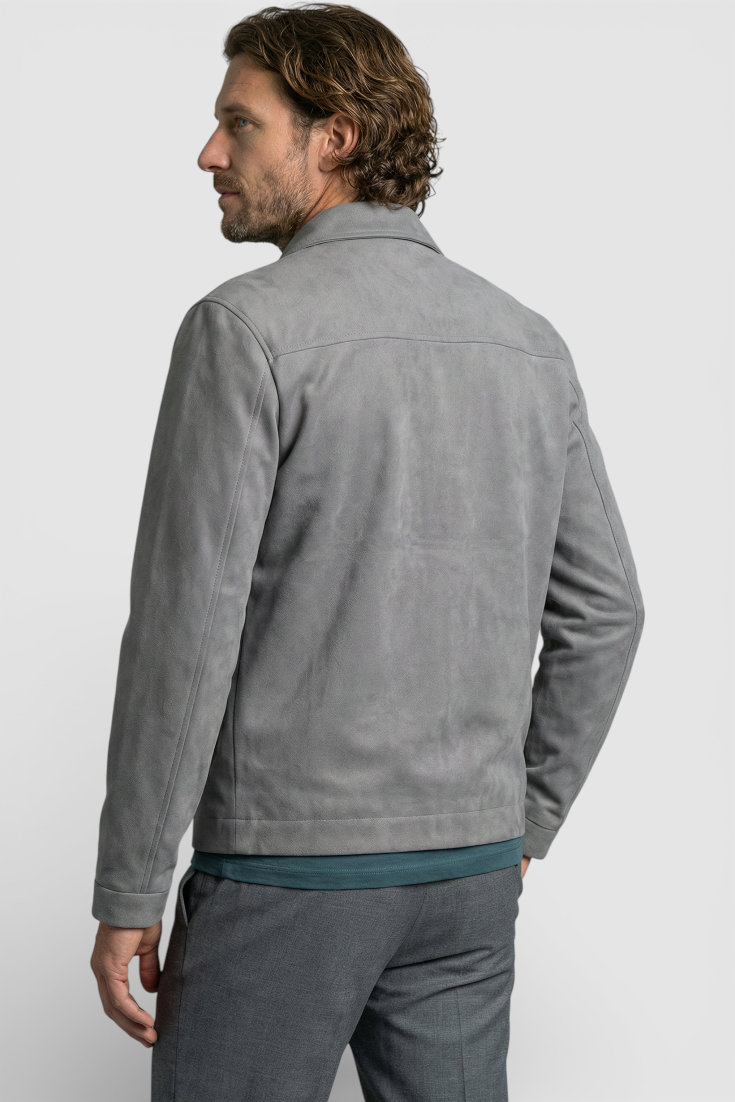 Veste Casual Suédée pour Homme – Coupe Standard Fermeture Zippée