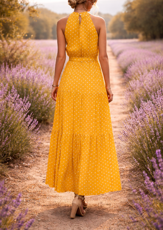Robe longue à pois pour femme – Style estival fluide, décontracté et chic