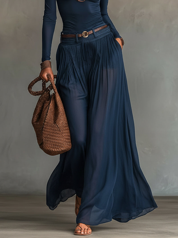 Adèle | Ensemble Body Jersey Une Épaule et Jupe Maxi en Mousseline Transparente