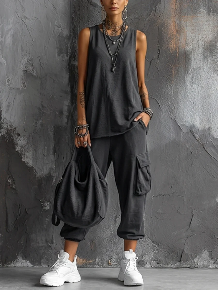 Élise | Ensemble Gilet Sans Manches et Pantalon Cargo Jogger