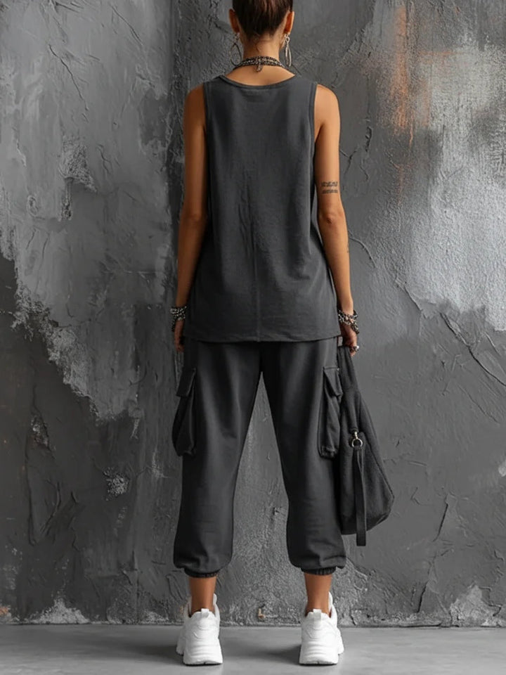 Élise | Ensemble Gilet Sans Manches et Pantalon Cargo Jogger