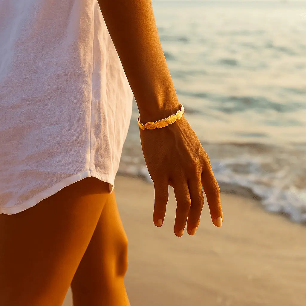 Bracelet Pierres Naturelles Dorées