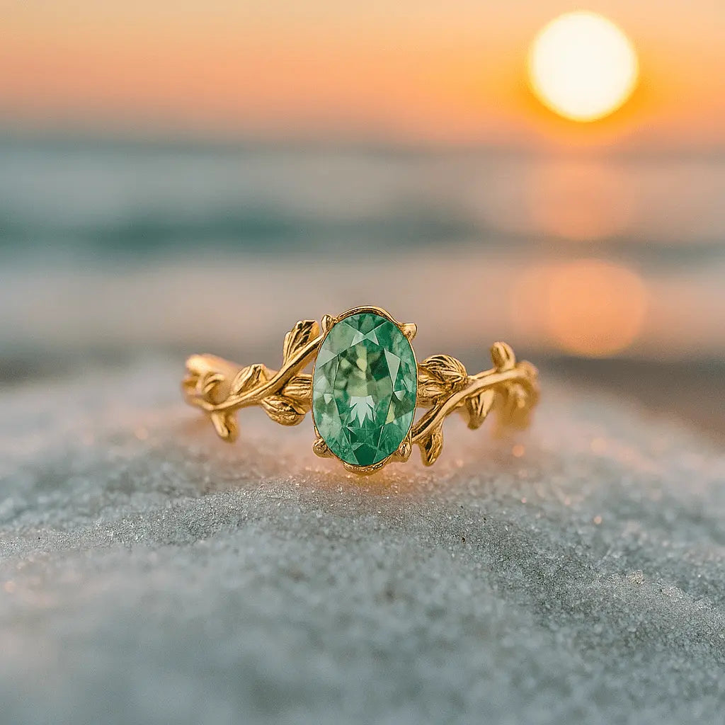 Bague en Agate Verte Ovale
