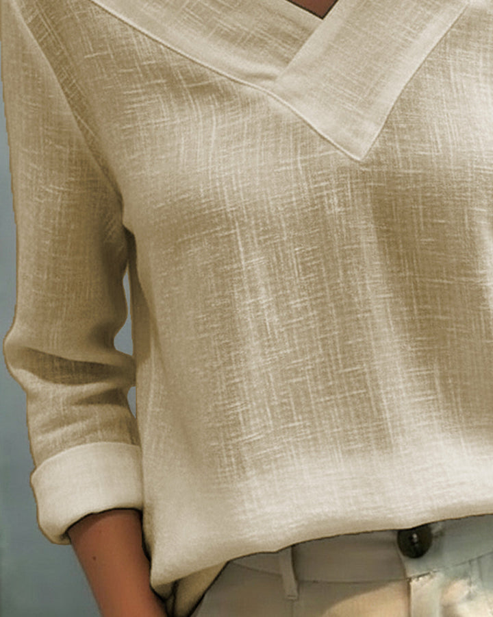 Haut élégant pour femme – Col en V asymétrique, style chic pour le travail et les soirées
