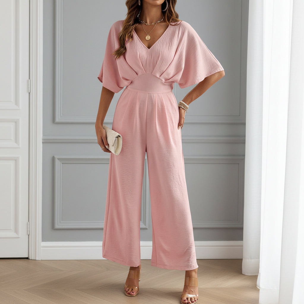 Jumpsuit Femme | V-Ausschnitt, Pantalon Évasé