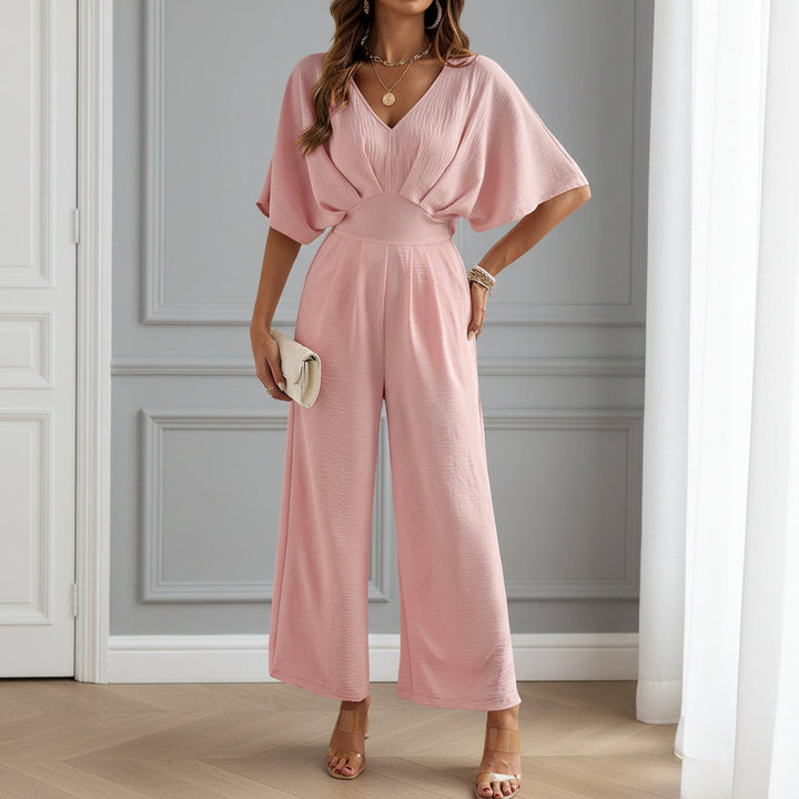 Jumpsuit Femme | V-Ausschnitt, Pantalon Évasé