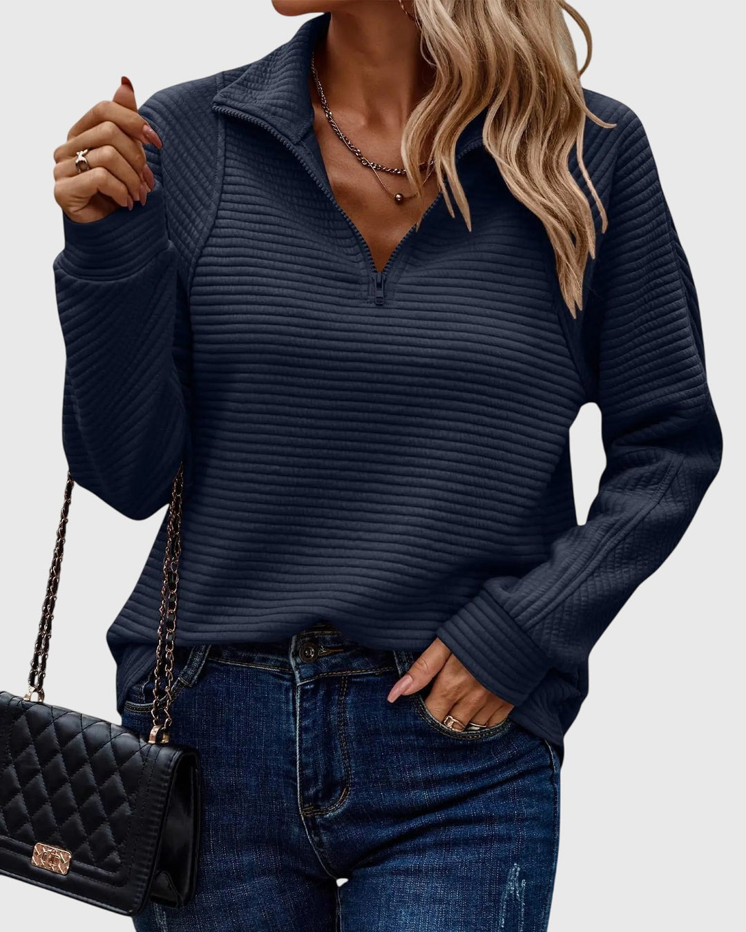 Christine | Pull élégant à demi zip