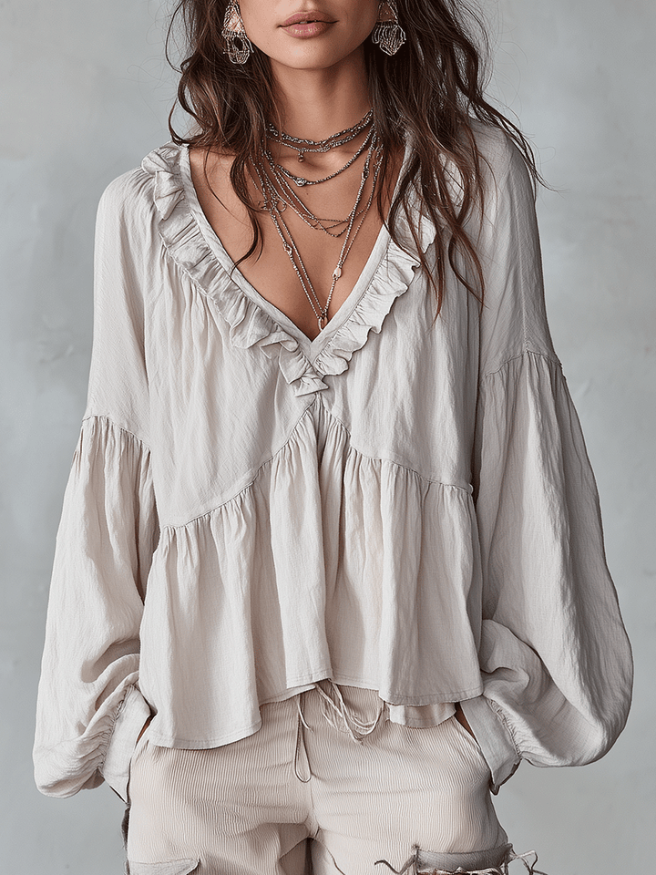 Blouse bohème femme à volants – Style vintage léger et romantique