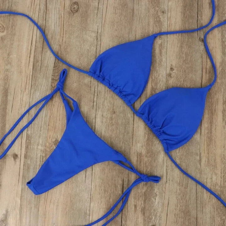 Bikini femme dos nu avec nœuds ajustables
