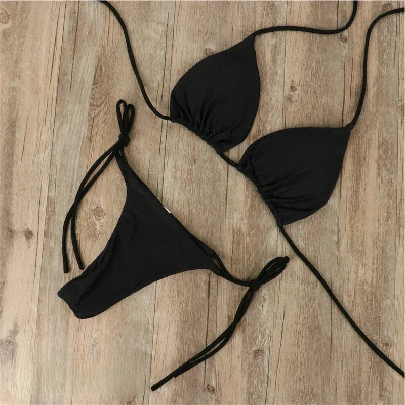 Bikini femme dos nu avec nœuds ajustables