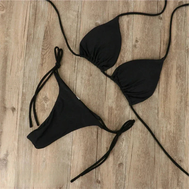 Bikini femme dos nu avec nœuds ajustables