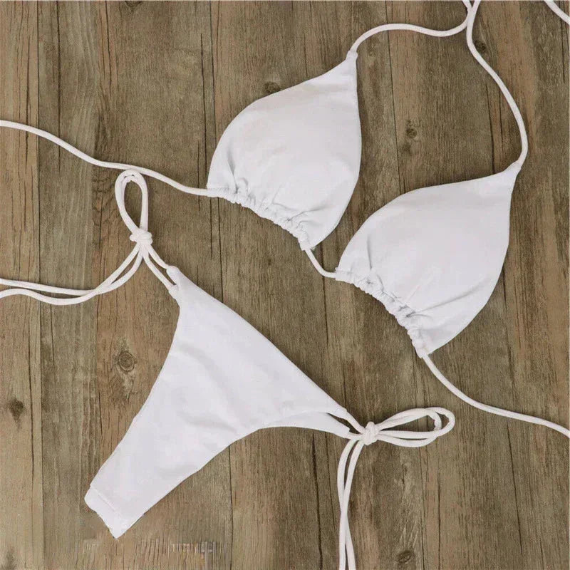 Bikini femme dos nu avec nœuds ajustables