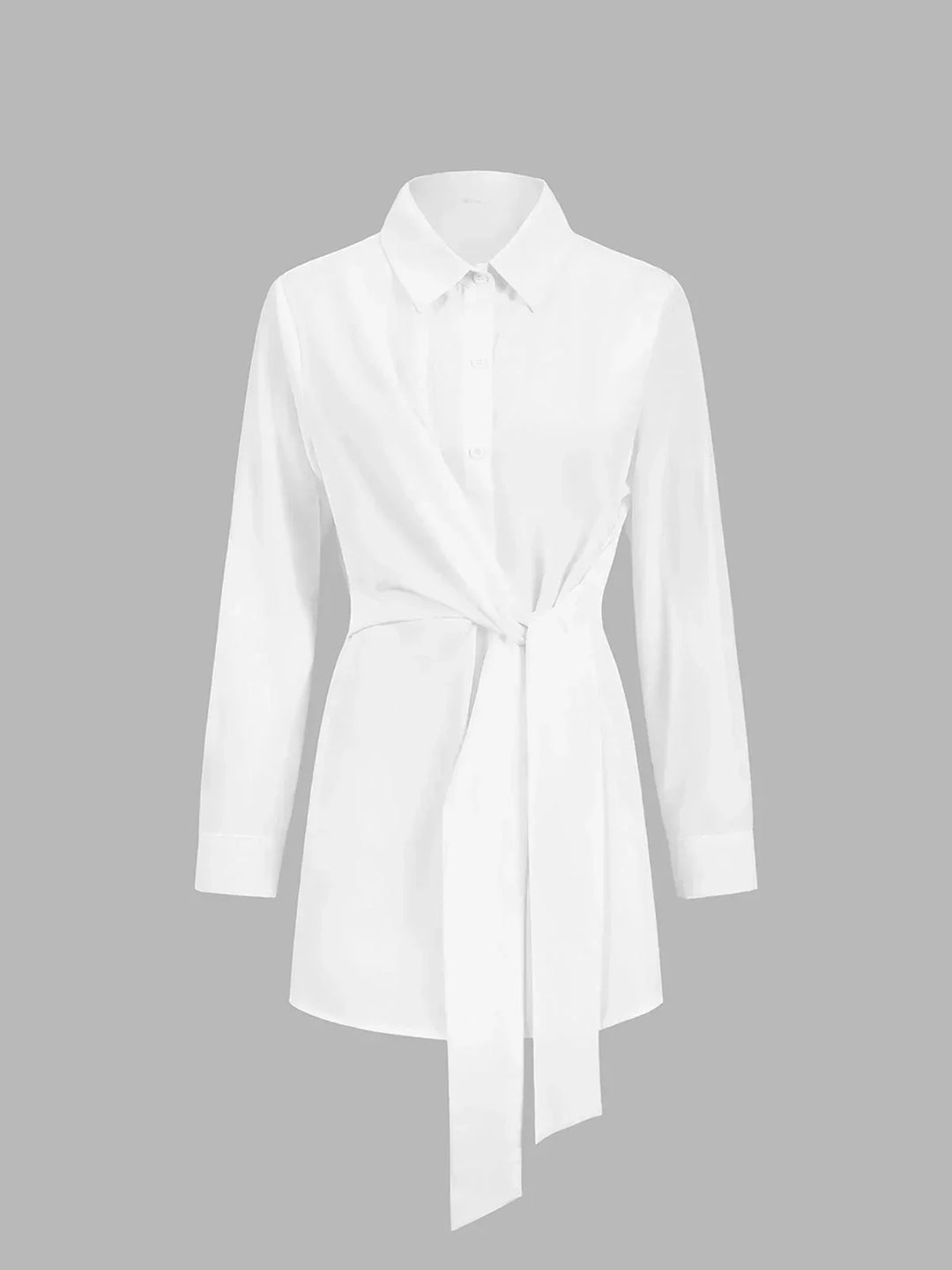 Chemise oversize femme avec ceinture nouée devant et manches longues