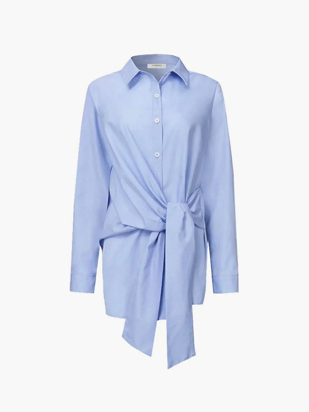 Chemise oversize femme avec ceinture nouée devant et manches longues