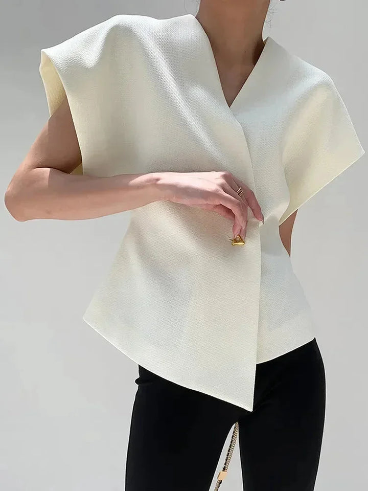 Blouse femme style croisé à manches sculptées