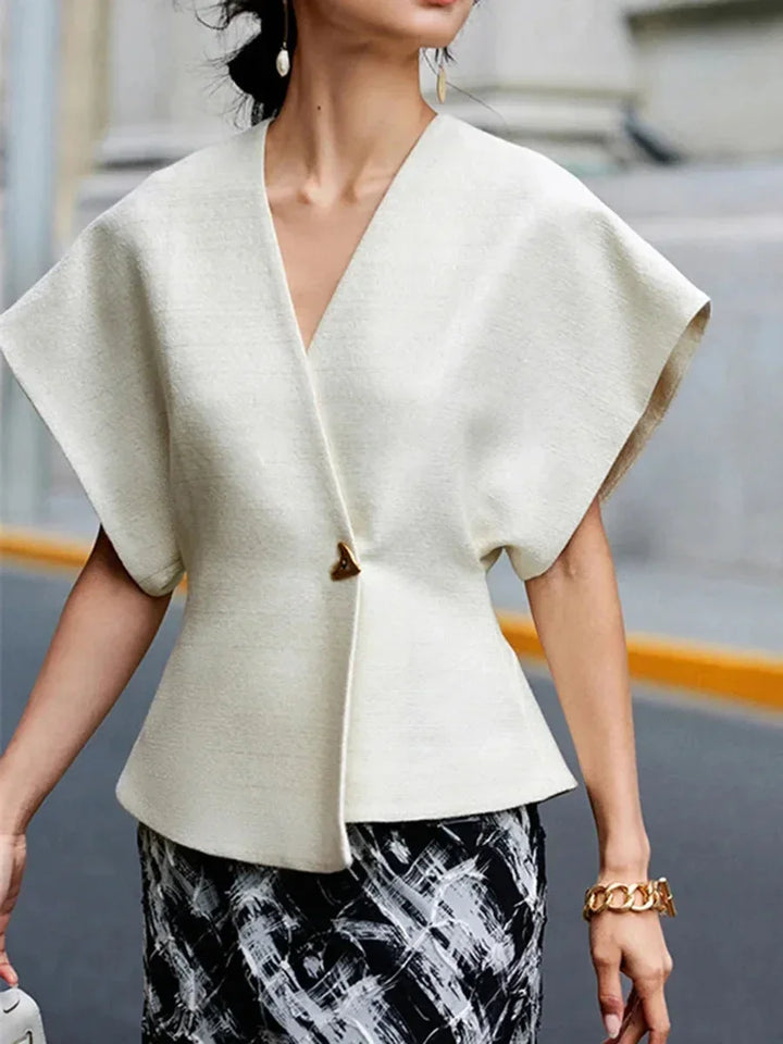 Blouse femme style croisé à manches sculptées