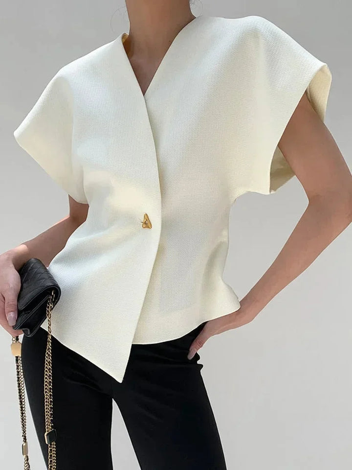 Blouse femme style croisé à manches sculptées