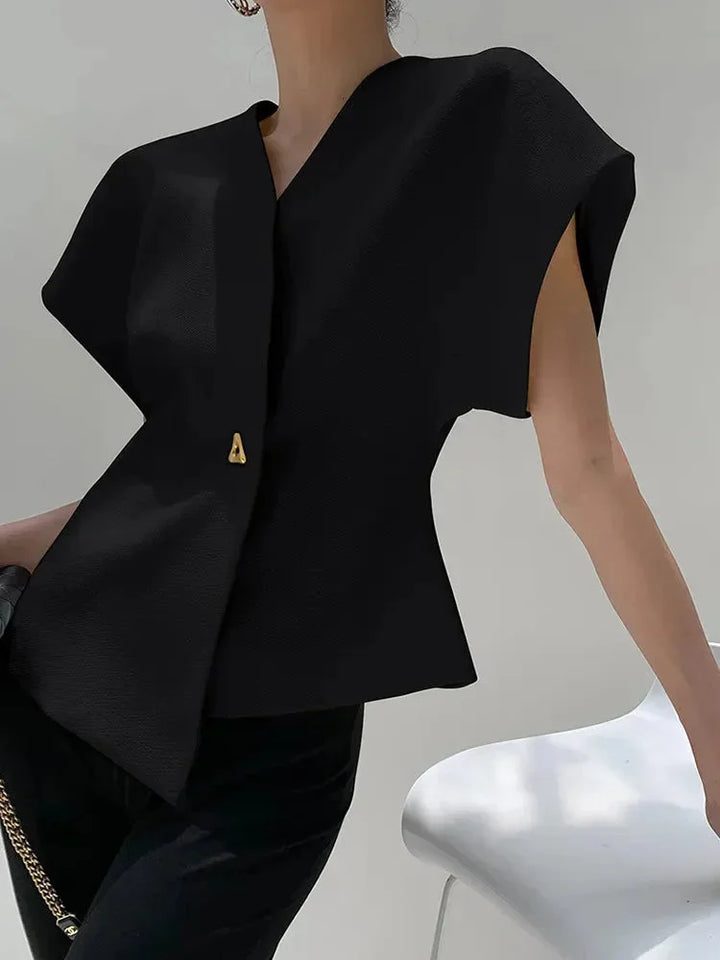 Blouse femme style croisé à manches sculptées