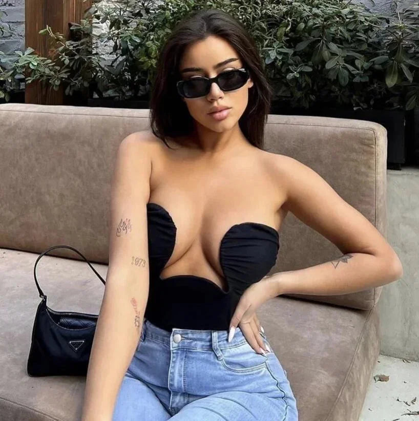 Corset sans bretelles femme à coupe ondulée