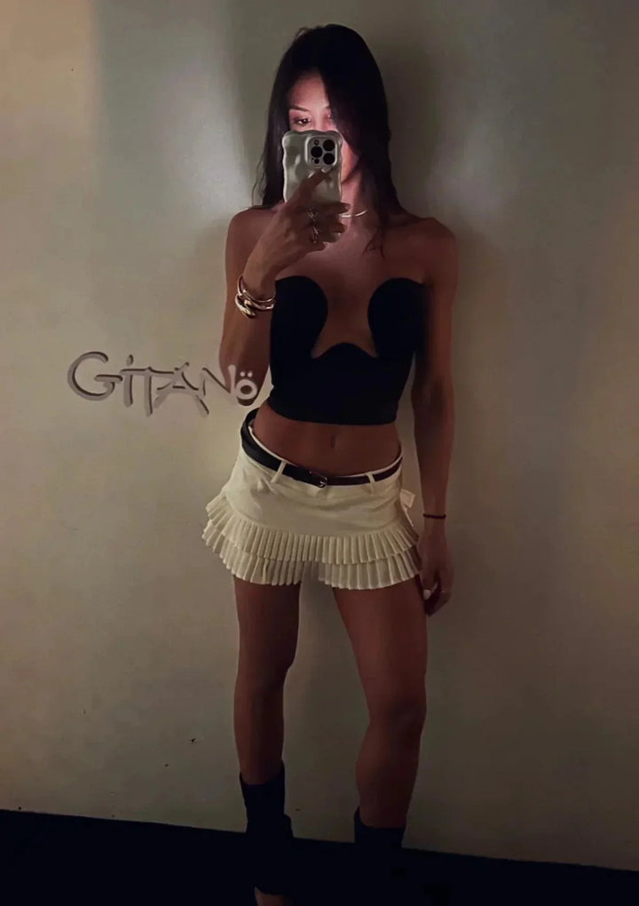 Corset sans bretelles femme à coupe ondulée