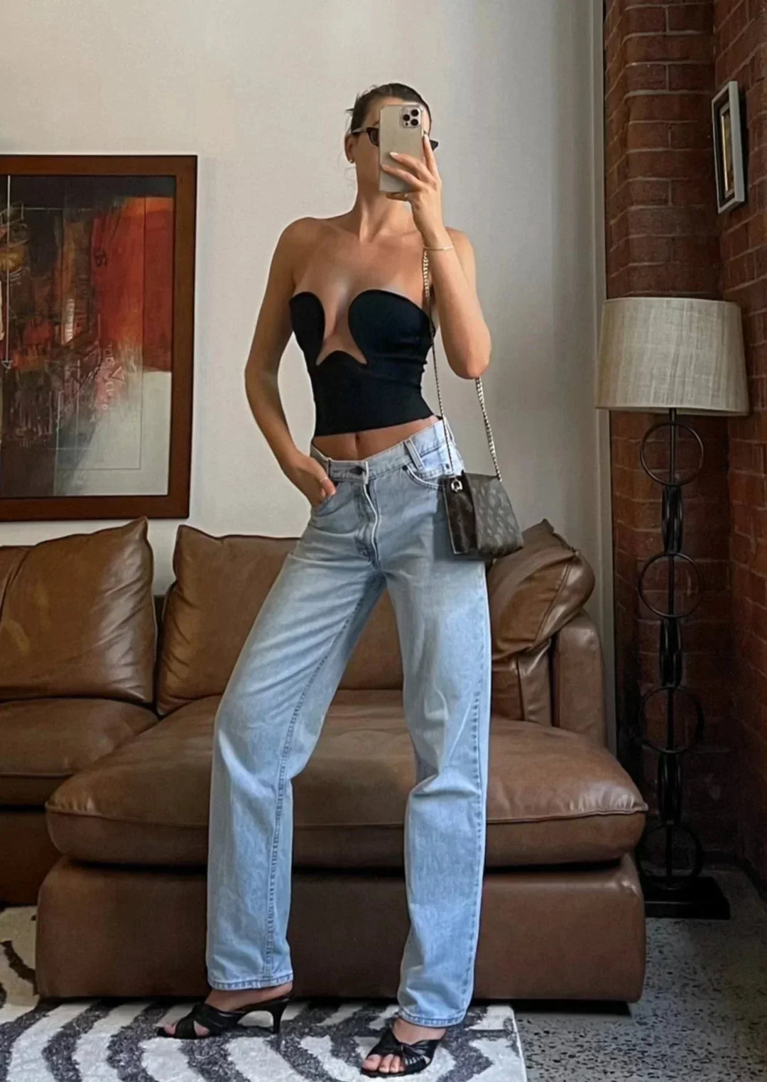 Corset sans bretelles femme à coupe ondulée
