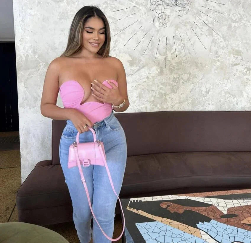Corset sans bretelles femme à coupe ondulée