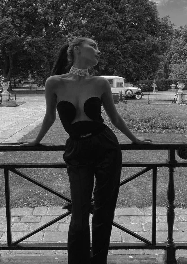Corset sans bretelles femme à coupe ondulée