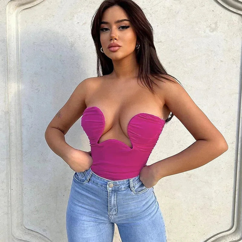 Corset sans bretelles femme à coupe ondulée