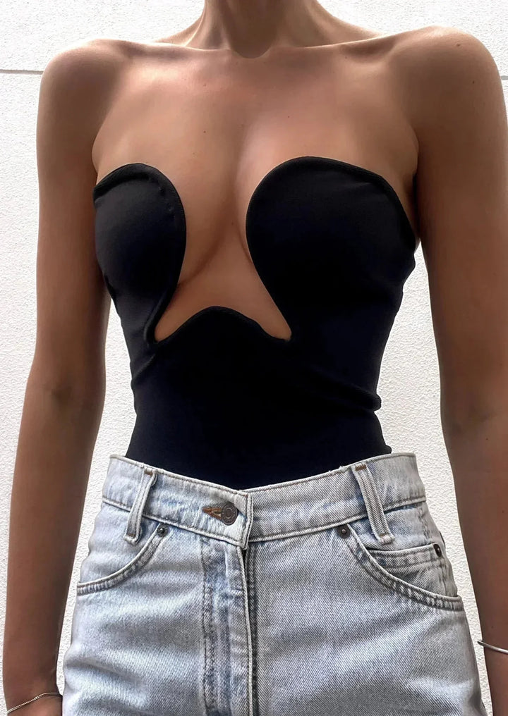 Corset sans bretelles femme à coupe ondulée