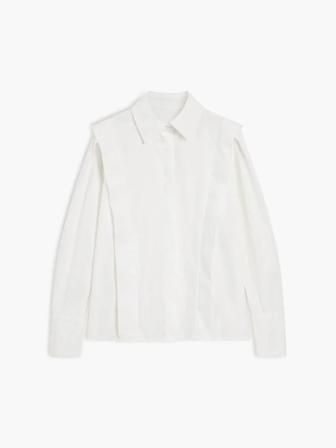 Chemise blanche oversize femme à épaules structurées et col en V
