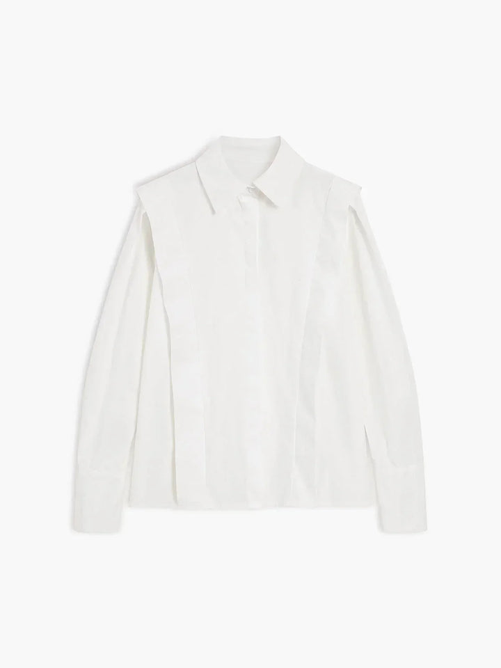 Chemise blanche oversize femme à épaules structurées et col en V